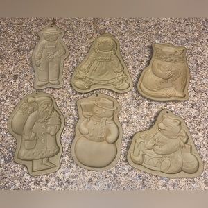 Vintage Retired Brown Bag Cookie Art Molds Lot Snowman Santa Cat Bear Scarecrow